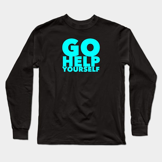 GHY Logo AQUA Long Sleeve T-Shirt by Go Help Yourself Podcast